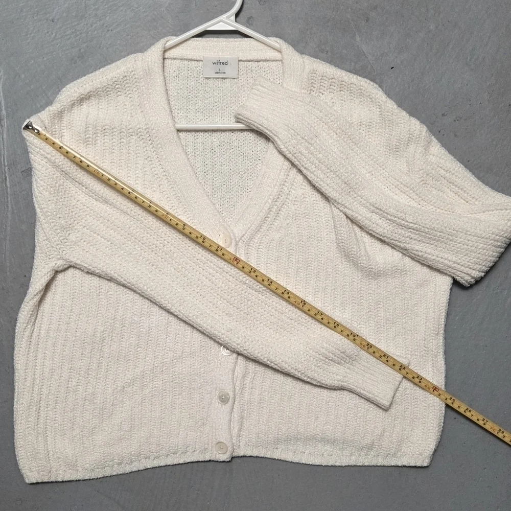 Wilfred Aritzia Women's Cream Chunky Knit Oversized Sz S Open Cropped Cardigan - Picture 14 of 14